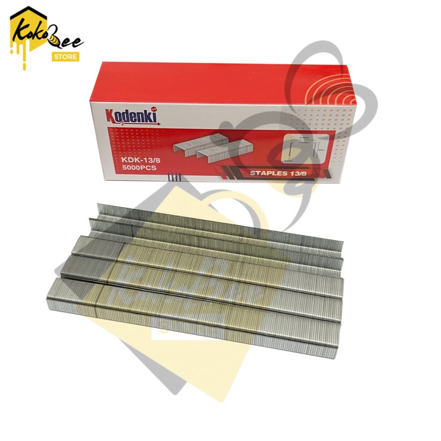 Isi staples hekter tangan manual stapler gun 13/8mm isi staples R23 - Isi staples tembak 8mm 13/8 gun tacker stapler R23 13/8 isi 5000 pcs dan isi staples 13/8 mm Kodenki stapler gun manual R23 tangan anak hekter