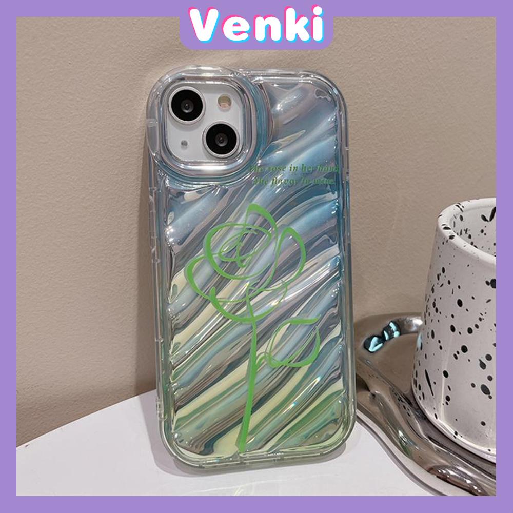 Venki - Untuk Iphone11 iPhone Case Laser Reflektif Bening Casing Ponsel TPU Lembut Shockproof Airbag Phone Case Simple Flower Kompatibel Dengan Iphone14 13 Pro Max 12 Pro Max XR 7 8Plus