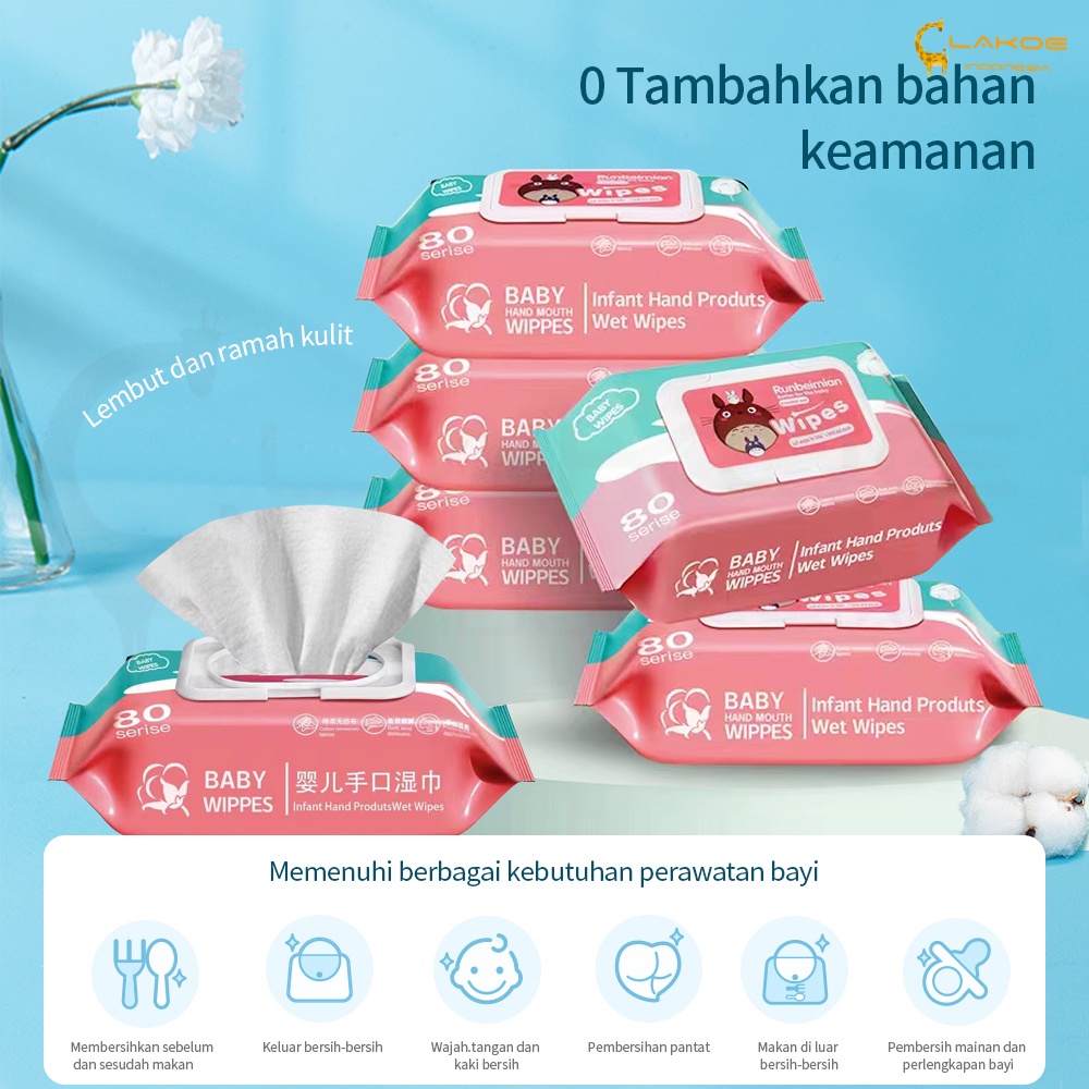 LAKOE Tisu Basah Bayi 80s/ Baby Wipes BPA FREE Non Perfumed/Tissue Basah Wipes