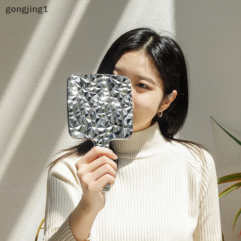 Ggg 1PCS Square Hand Held Mirror Besar Lady Wanita Makeup Kecantikan Kosmetik Portable ID