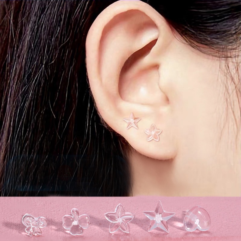 [Fitur] Gaya Sederhana Anti-blocking Anti-Alergi Telinga Aksesoris Perhiasan/Gaya Campur Anting Pejantan Geometris Transparan/Gadis Resin Anting Tak Terlihat Mini Plastik/