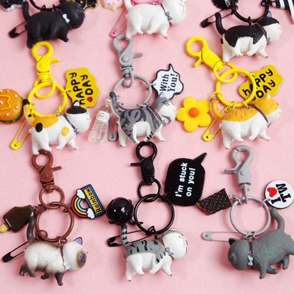 Lanfy Gantungan Kunci Kucing Kartun Hewan Key Chain Cat Kitten Car Key Holder Untuk Hadiah DIY