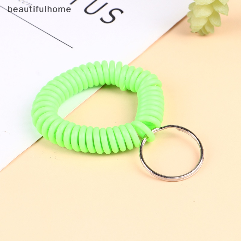 {beautifulhome} 10pcs Serbaguna Stretchable Wristband Keychain Spring Flexible Spiral Elastic Band Bracelet Key Holder Ring Untuk Sauna Gym Olahraga Luar Ruangan Rambut Rings.