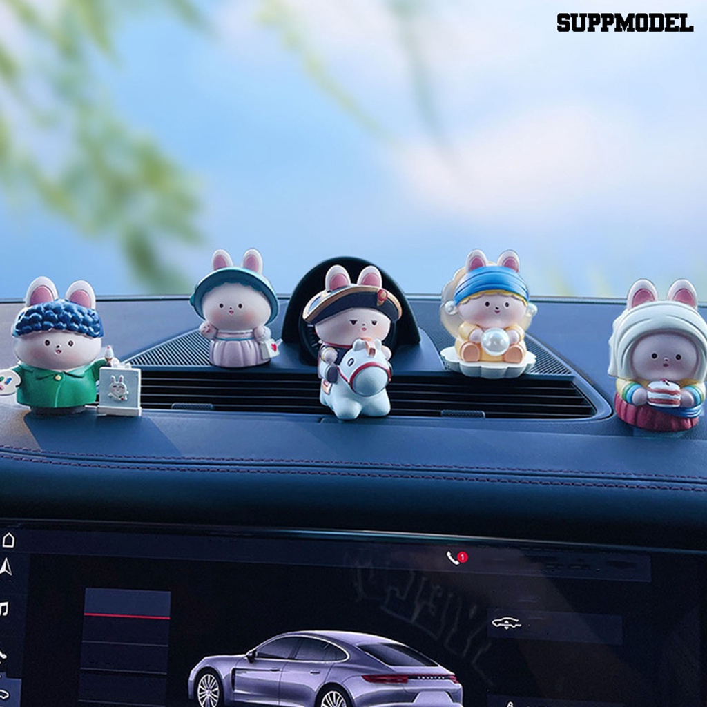 [SM] Patung Anime Penampilan Menggemaskan Ekspresi Hidup Kompak Tepi Halus Postur Lucu Hias Resin Kartun Kelinci Model Anime Mobil Ornamen Hadiah Perlengkapan Mobil