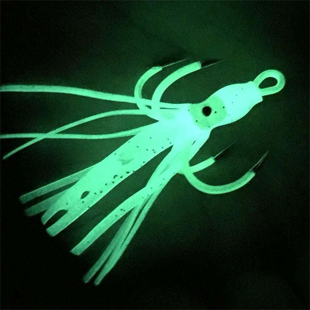 Lanfy Gurita Lures Sotong Memancing Aksesoris Cumi Pancing Kait Troli Umpan Glow in Dark 4kait Jigs Fishing Lures Untuk Memancing Umpan