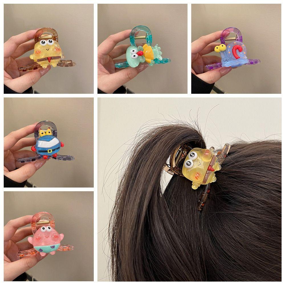 Needway Cakar Rambut Elegan Ins Patrick Star Crab Boss Ponytail Holders Jepit Untuk Wanita SpongeBob Hair Pin Untuk Wanita