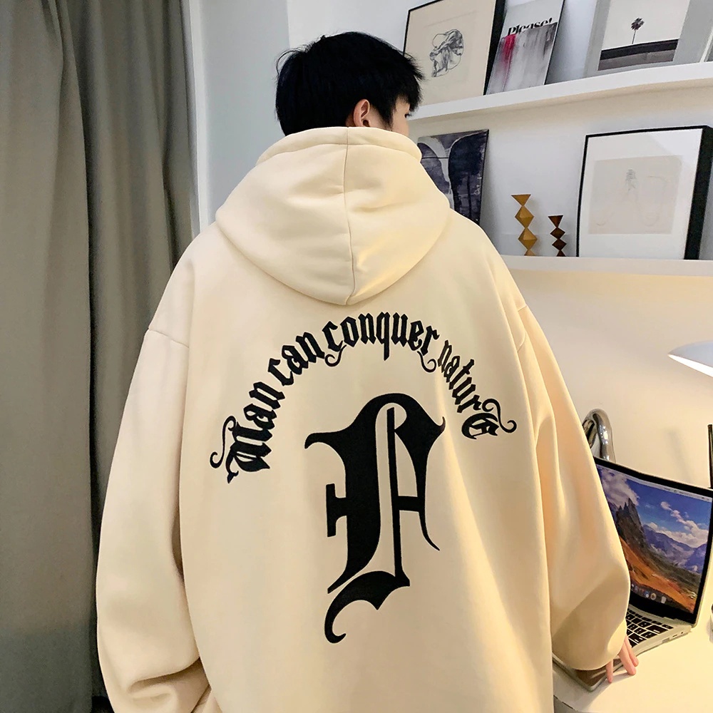 Promo Hoodie Pria Wanita Jumbo SIze M - XXXXXL MAN CAN CONCUER NATURE Jumper Fleece hoodie korean style pria BIG SIZE Unisex Korean Style Jaket Sweatshirts korean style S M L XL 2XL 3XL 4XL 5XL 6XL GOE FASHIONE