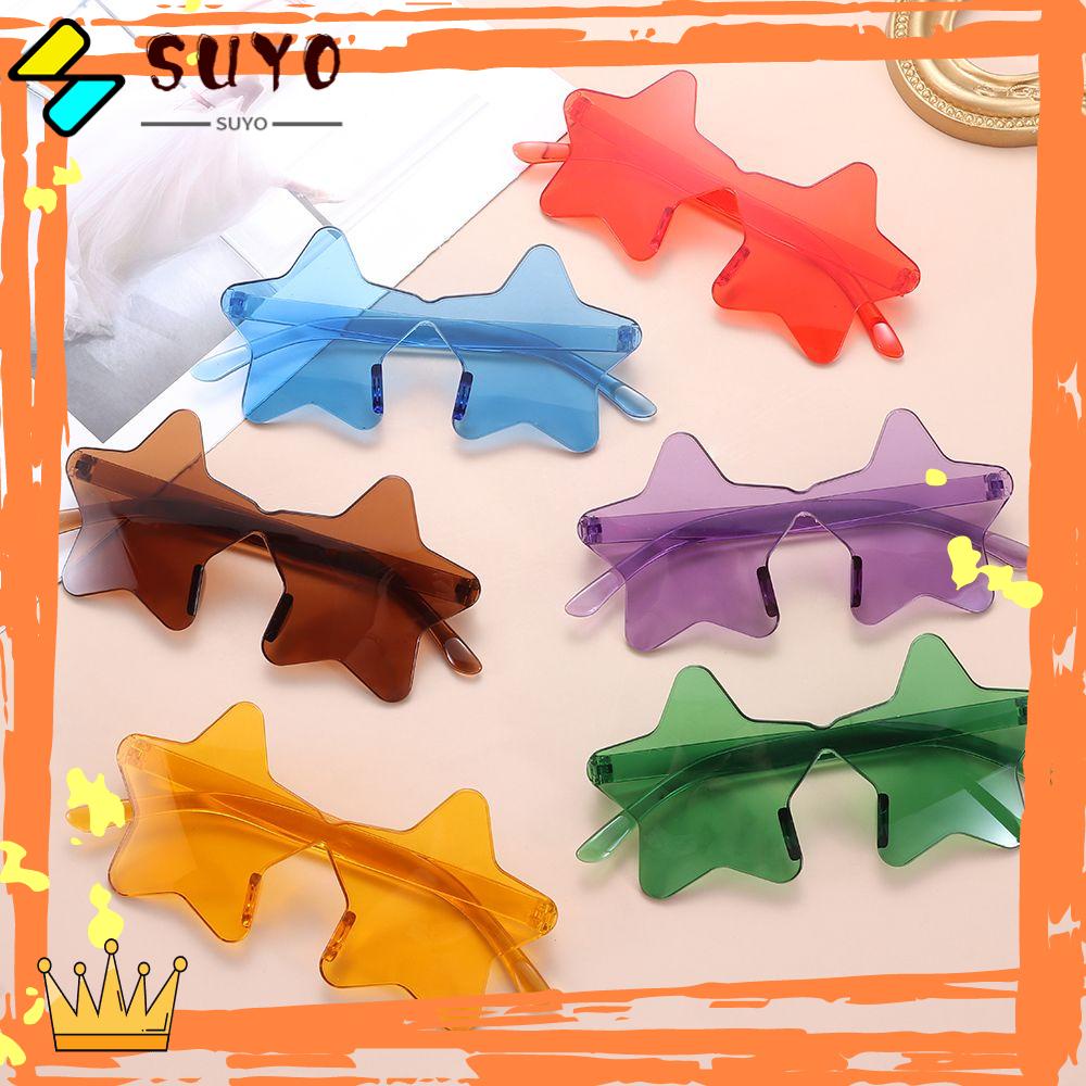 Suyo Rimless Sunglasses Kacamata Unik Eyewear Pentagram Sun Glasses