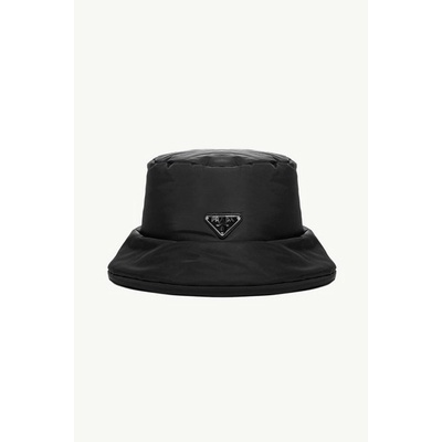 PRADA Triangle Logo Padded Bucket Hat in Black Re-Nylon