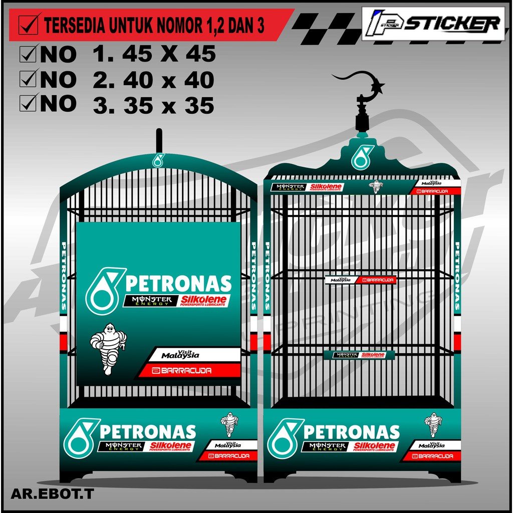 Stiker Decal Kandang Ebod Kotak / Dekal Sangkar Burung Kotak Model Ebod, Kosan Desain (T)