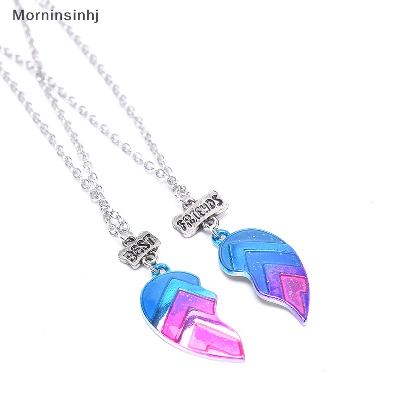 Mornin 2Pc BFF Couple Kalung Liontin Hati Sahabat Surat Kalung Unisex Jewelry id