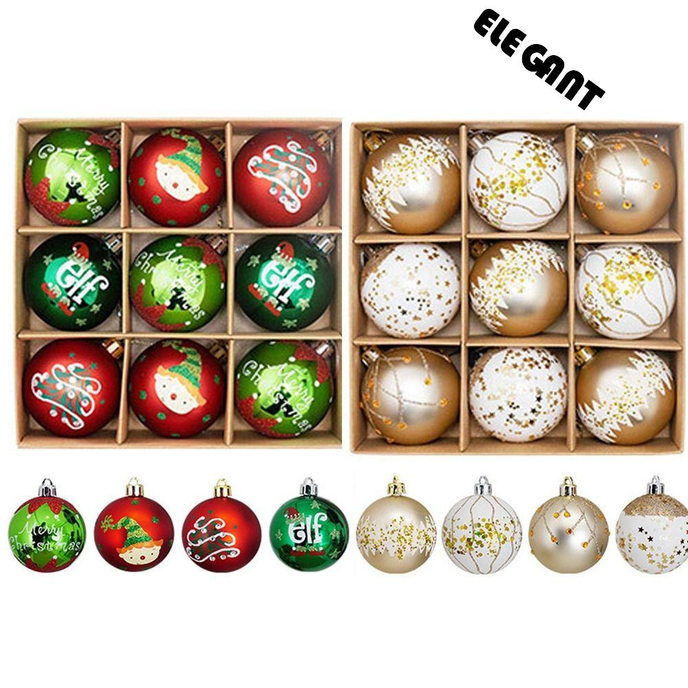 [Elegan] Bola Natal Plastik 9pcs /Set Pesta Meriah Gantung Dekorasi Rumah Hiasan Hias