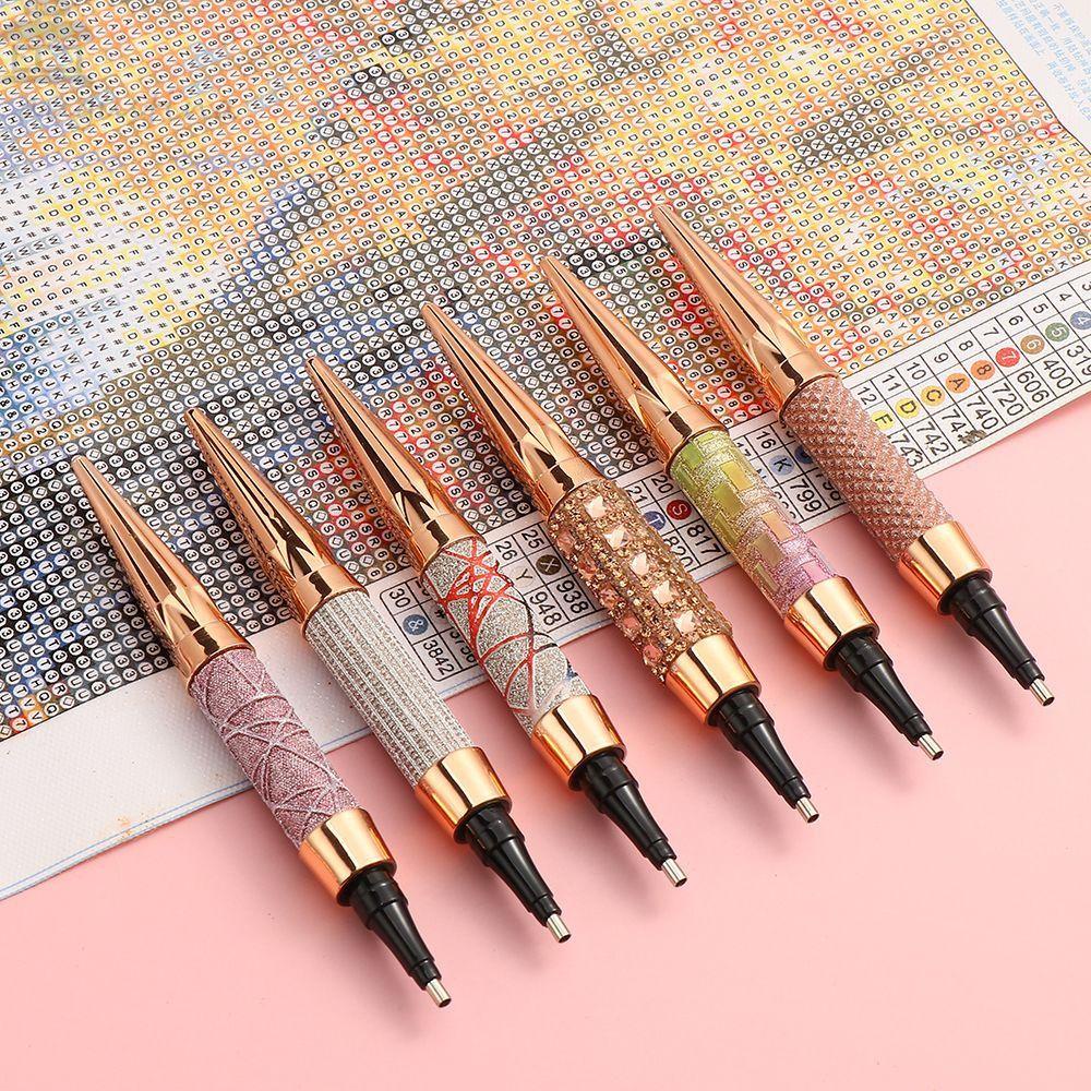 AUGUSTINA Agustina Dual-ended Nail Drill Pen Profesional Indah Cross Stitch Kristal Handle Jahit Aksesoris Kuku Dotting Pena Alat Manicure