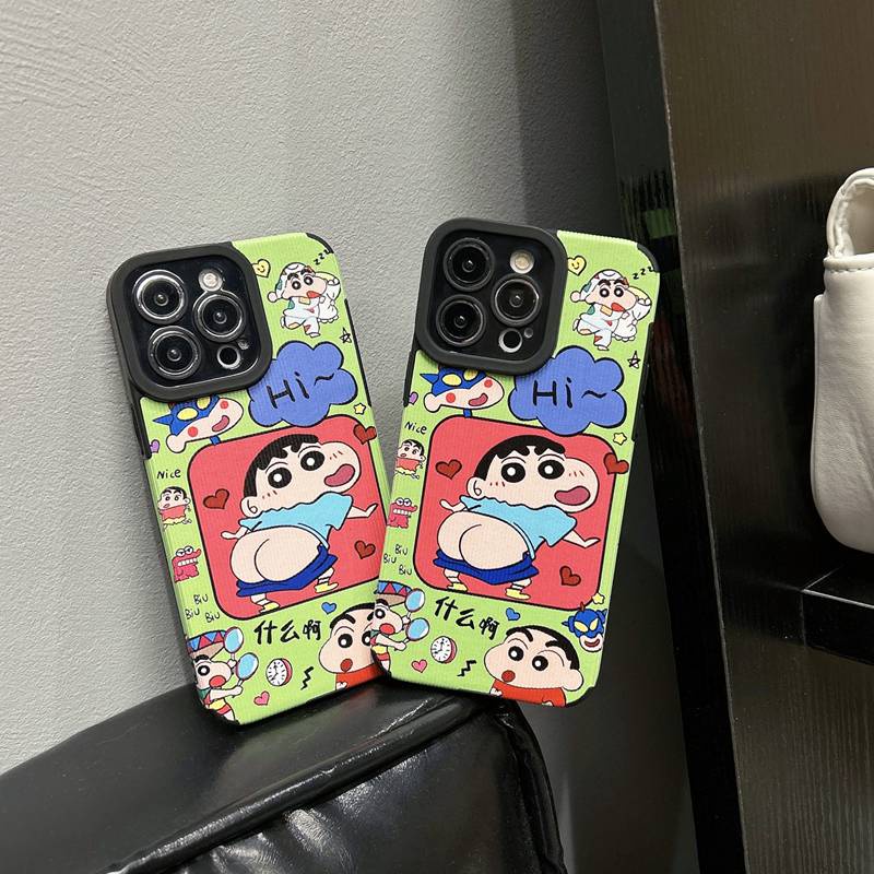 All New So Cute Love Shin-chan Leather Soft Case IPhone 7 Plus 8 Plus X XS XR XS Max 11 13 12 14 PRO Max 14 Plus Phone Case Girl Girl Women's Fashion