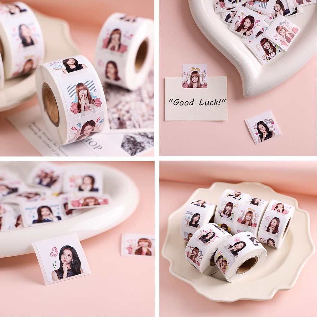 500pcs/roll Hitam-Pink Stiker Foto Laptop Telepon Bagasi Hitam Pink DIY Decor Paster