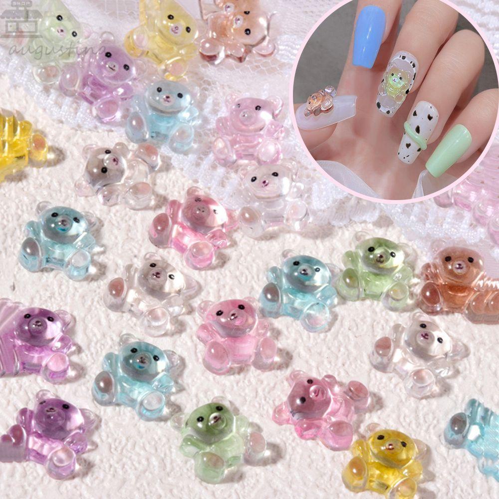 AUGUSTINA Augustina Bear Dekorasi Nail Art Resin Lucu Permen Beruang DIY Ornamen