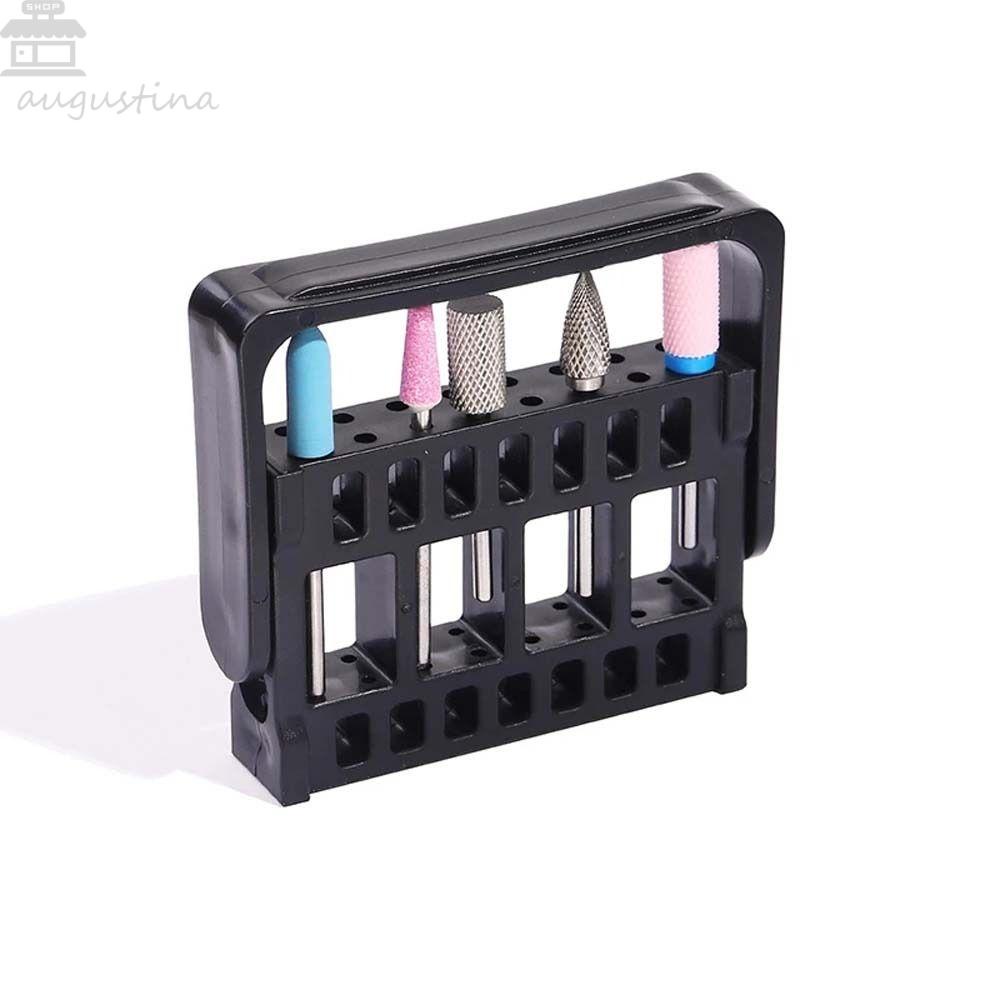 AUGUSTINA Tempat Penyimpanan Kepala Gerinda Agustinina 16lubang Nail Art Tips Wadah Penyimpanan Kotak Organizer Aksesoris Manicure Rak Display Kuku Nail Polishing Head Stand