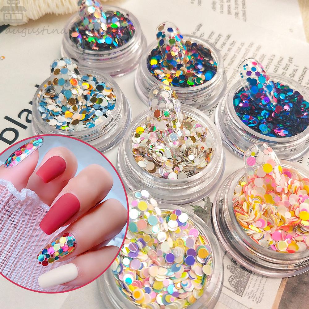 AUGUSTINA Agustina Nail Art Bulat Sequin Colorful Symphony Dots DIY Dekorasi Nail Art