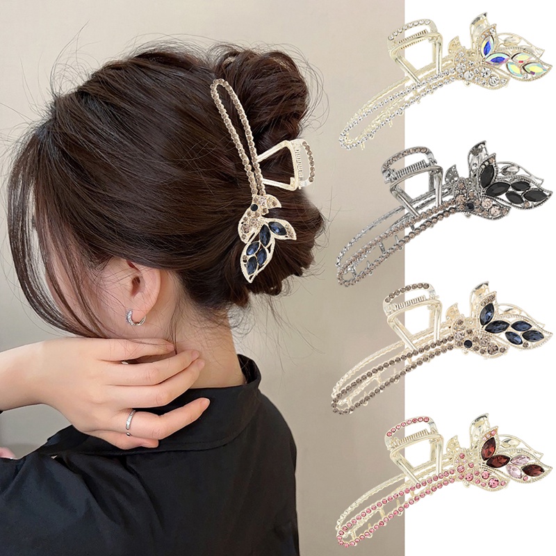 Rhinestone Leaf Alloy Hair Claws Fashion Hair Clip Women Hair Accessories