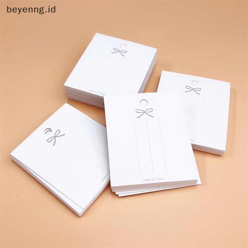 Beyen 50PCS Putih Hairpin Card Trinket Bow Kartu Pajangan Kardus Packing Kertas ID