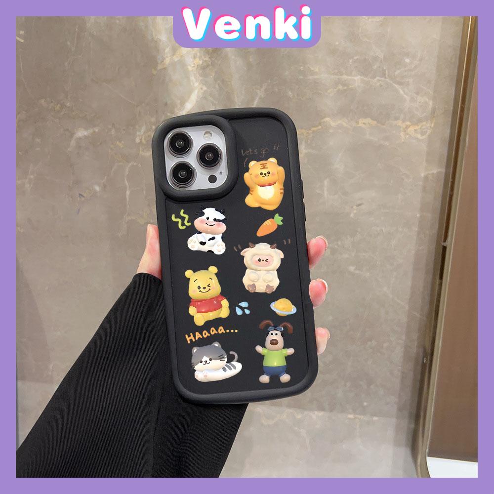 VENKI - Untuk iPhone 11 iPhone Case Matte Blister Soft Case Hitam Beige Shockproof Pelindung Kamera Lucu Kartun Kompatibel dengan iPhone14 13 Pro max 12 Pro Max xr xs max 7Plus 8Plus