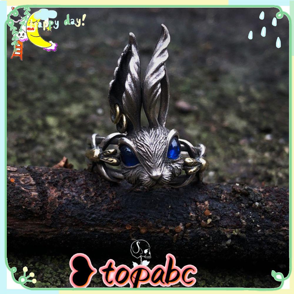 TOP Cincin Kelinci Perhiasan Unisex Batu Terbuka Rings Gothic Hip Hop Fantasi Peri