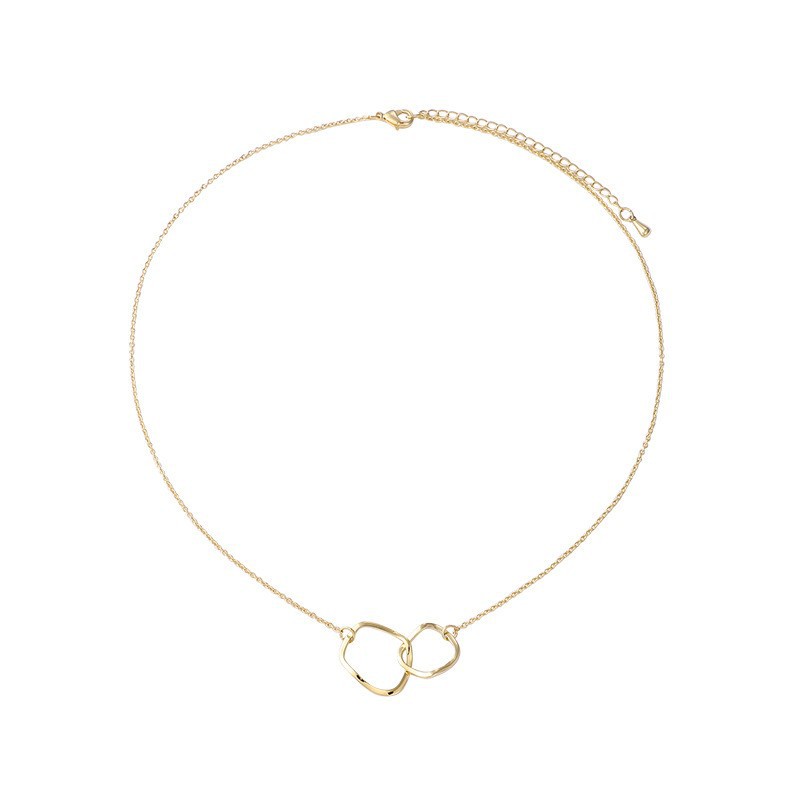 Sederhana Berkelas Kalung Perempuan ins Trendi Influencer Klavikula Rantai Ganda Interlocking Pendant choker Mori Necklace