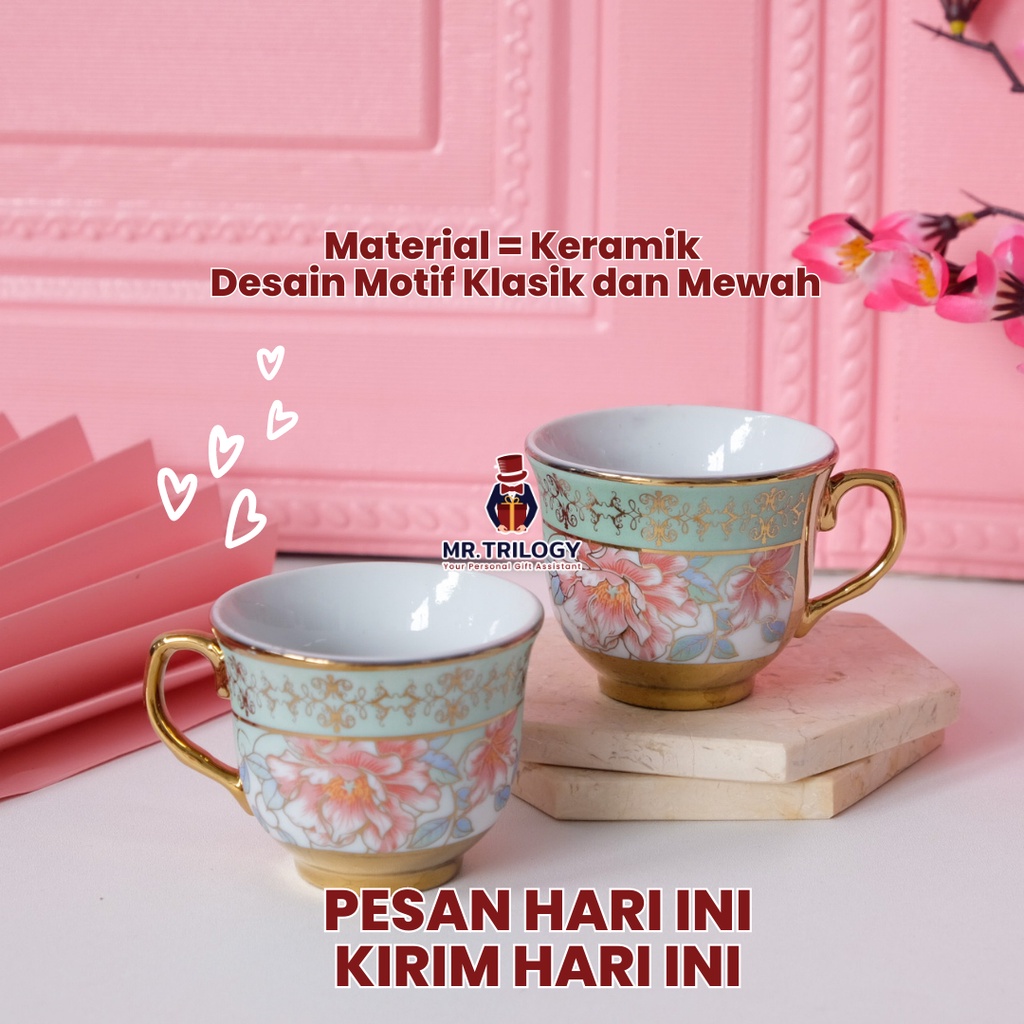 Cangkir Teko TeaPot Set 5in1 Hampers Gelas Teh Kopi Pot Gaya Eropa