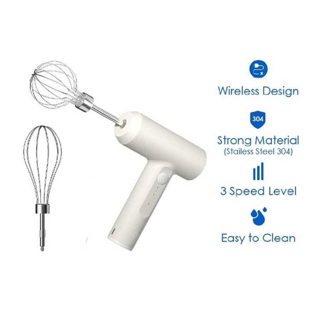 Mixer Tangan Electric Whisk Wireless Pengaduk Telur Cream Rechargeable