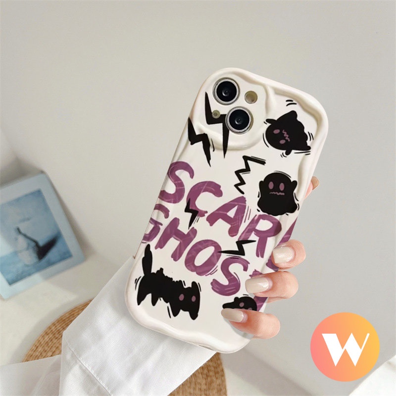 Case Untuk Realme C25Y C25 C31 C33 C25s C30 5 5i 7i 6i 9i 5s C11 C20A C3 C20 C15 C35 C21Y C12 C55 C21 C17 3D Wavy Curved Edge Couple Cute Scared Ghost Lembut Kartun Monster Cover