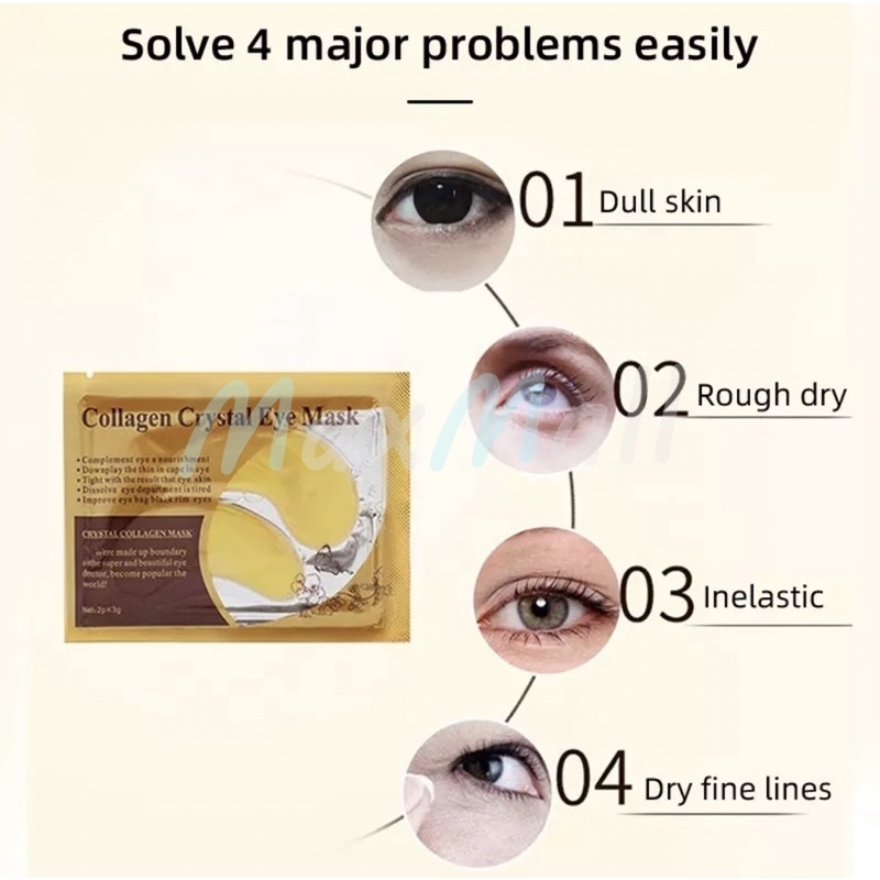 Collagen Eye patch Masker Mata Kolagen Masker Kantong Mata Emas Crystal Collagen Gold Anti Aging Powder Eye Mask Gold Mata Panda Hitam