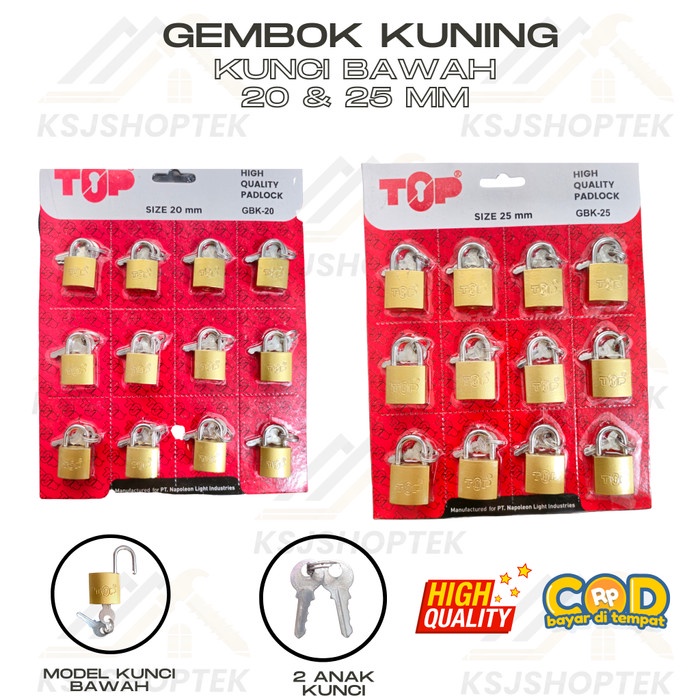 Gembok Kunci Bawah 20 mm 25 mm Kuningan TOP Renteng Koper Bagasi