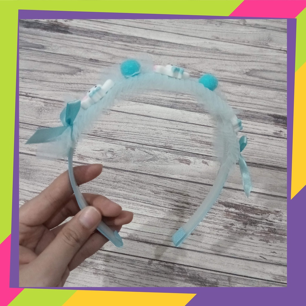 5089 / Bando renda pompom sanrio / Bandana anak model korea