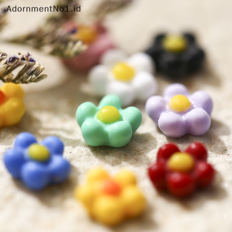 [AdornmentNo1] 50pcs bunga matahari baru senyum warna-warni gaya jepang warna segar stereoskopik resin kuku Daisy kecil act perannya sudah dikantongin