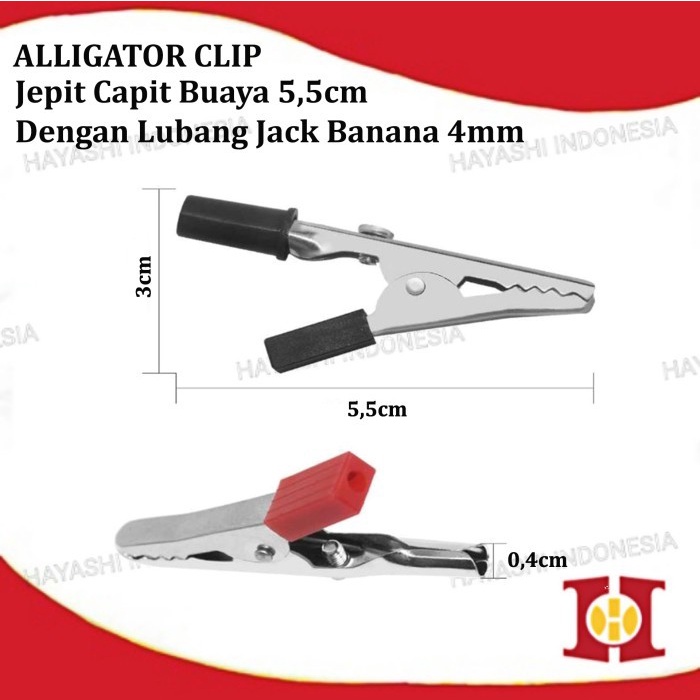 Jepit Capit Buaya Besar 5.5cm Aki Accu Alligator Clip Test Probe Plug-10PC