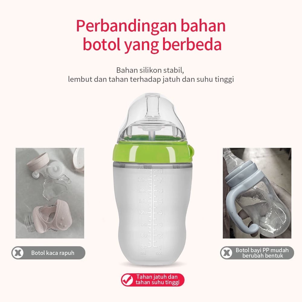 [Piko Bello]  botol susu piko Bello anti kolik dengan sedotan botol bayi anti kolik/ anti kembung BPA free Botol Susu bayi silikon Leher lebar Dengan Sedotan