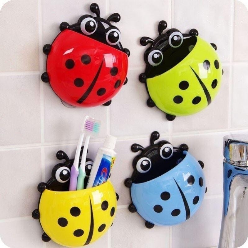 02-Tempat Sikat Gigi Odol Kumbang Lady Bug Toothbrush Holder Viral