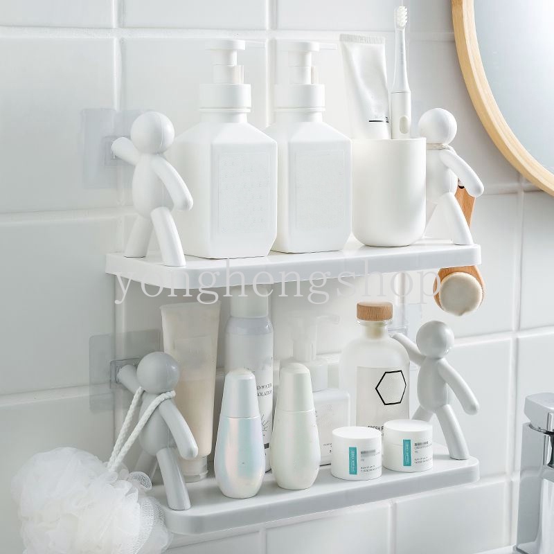 Kreatif Rak Penyimpanan Yang Dipasang Di Dinding Self-adhesive Serba Serbi Stand Holder Rak Penyimpanan Kosmetik Kamar Mandi Sabun Shampoo Organizer Bumbu Dapur Toples Rak