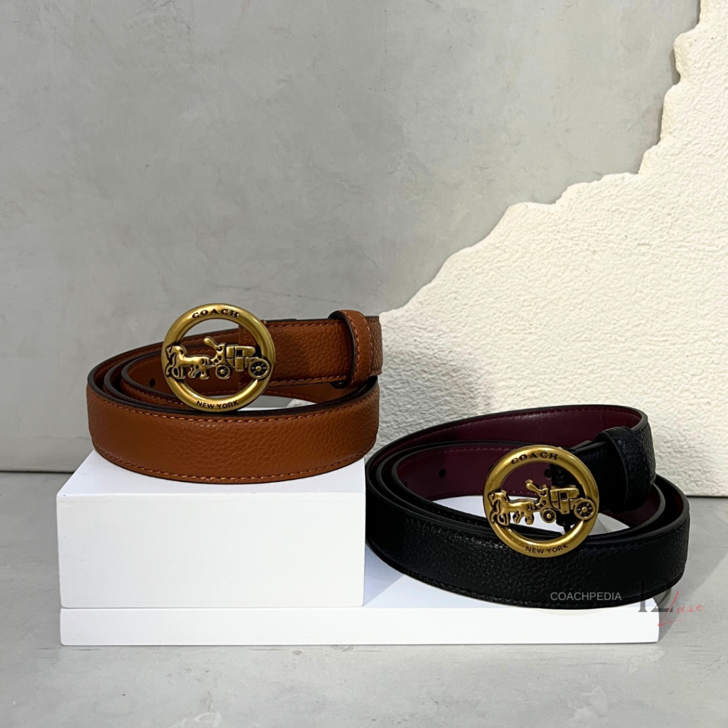 Coach Women Horse and Carriage Belt Ikat Pinggang Kulit Wanita Original Ready Stock COD