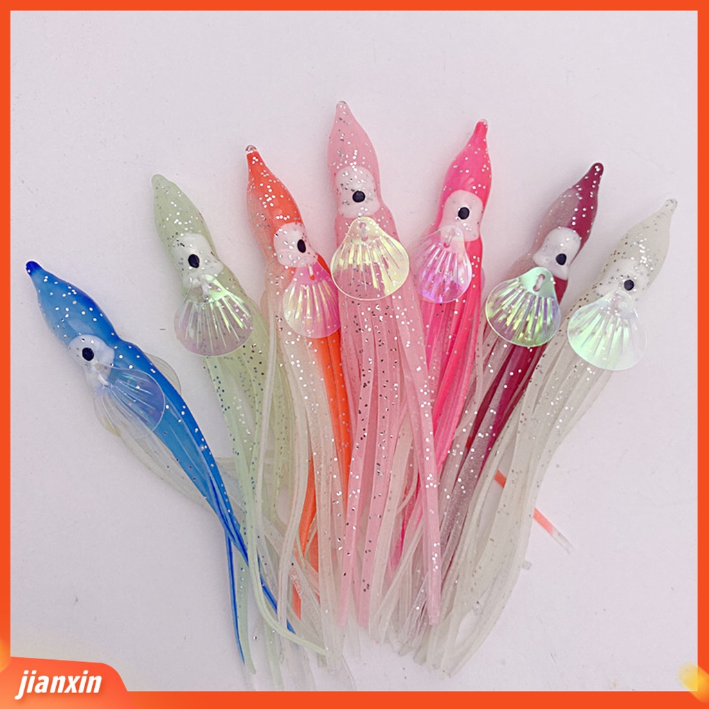 (In Stock) 12 cm Memancing Memikat Simulasi Warna Terang Ketangguhan Yang Baik Mata Hidup Melar Ikan Menarik Universal Bercahaya Laut Memancing Lembut Gurita Cumi Rok Perlengkapan Memancing