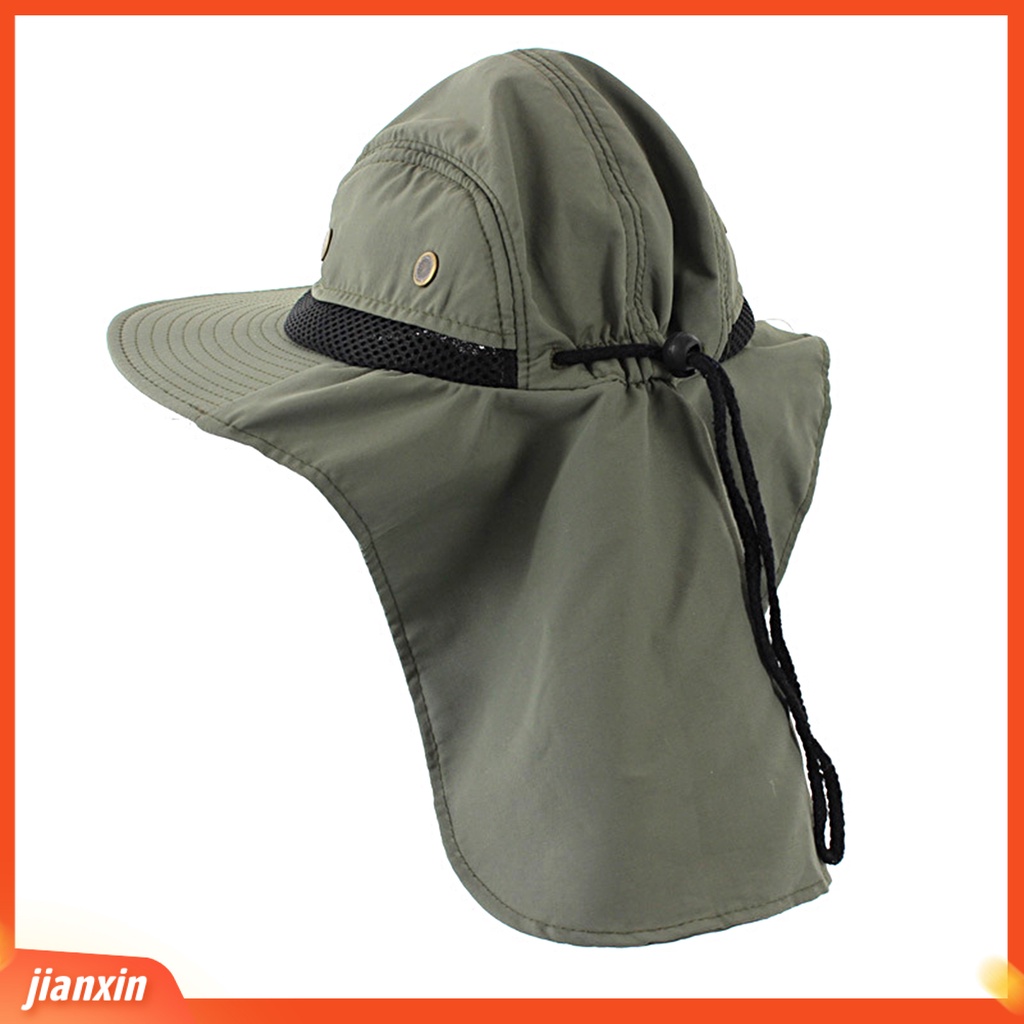 (In Stock) Topi Memancing Leher Flap Adjustable Pelindung Matahari Cepat Kering Pinggiran Lebar Unisex Topi Gunung Untuk Outdoor