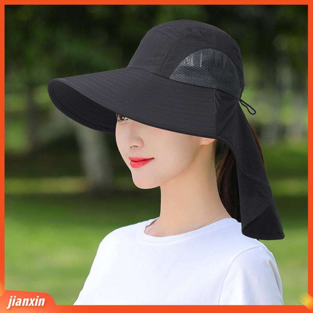 (In Stock) Unisex Outdoor Topi Matahari Dengan Flap Leher Pelindung UV Topi Memancing Lipat Tahan Air Topi Hiking Pinggiran Lebar Wanita Pria Topi Berkebun Aksesoris Luar Ruangan