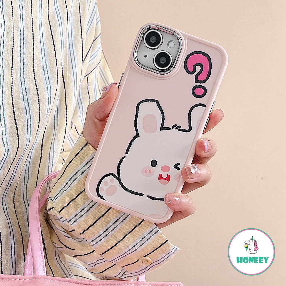 IPHONE Casing Ponsel Kartun Kelinci Pink Kompatibel Untuk Iphone14 Pro 13 12/12pro 11 Pro Max Cute Puppy Shockproof Back Cover