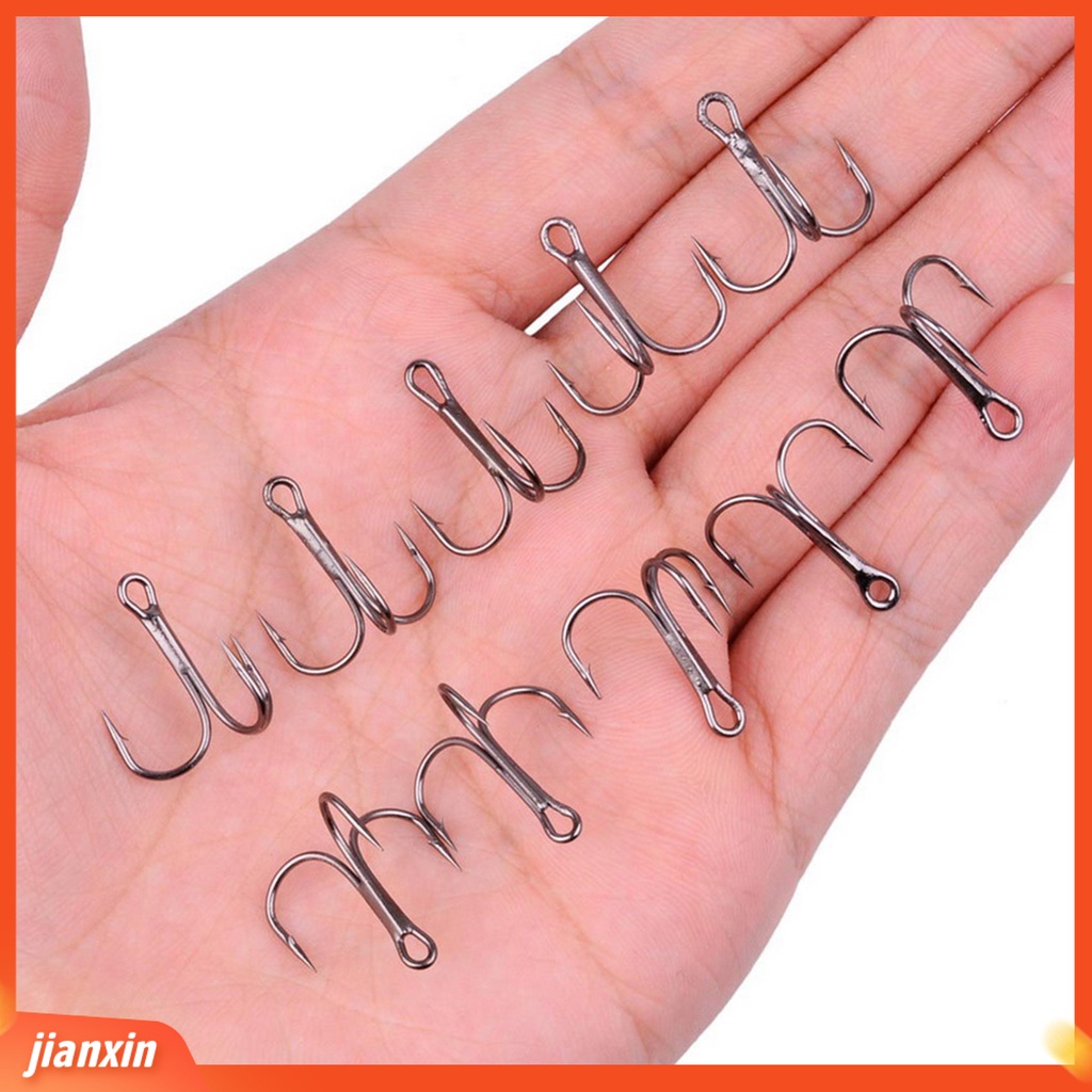 (In Stock) 50Pcs Portabel Tajam Anti-Korosi Barb Treble Hook Ikan Memancing Aksesori