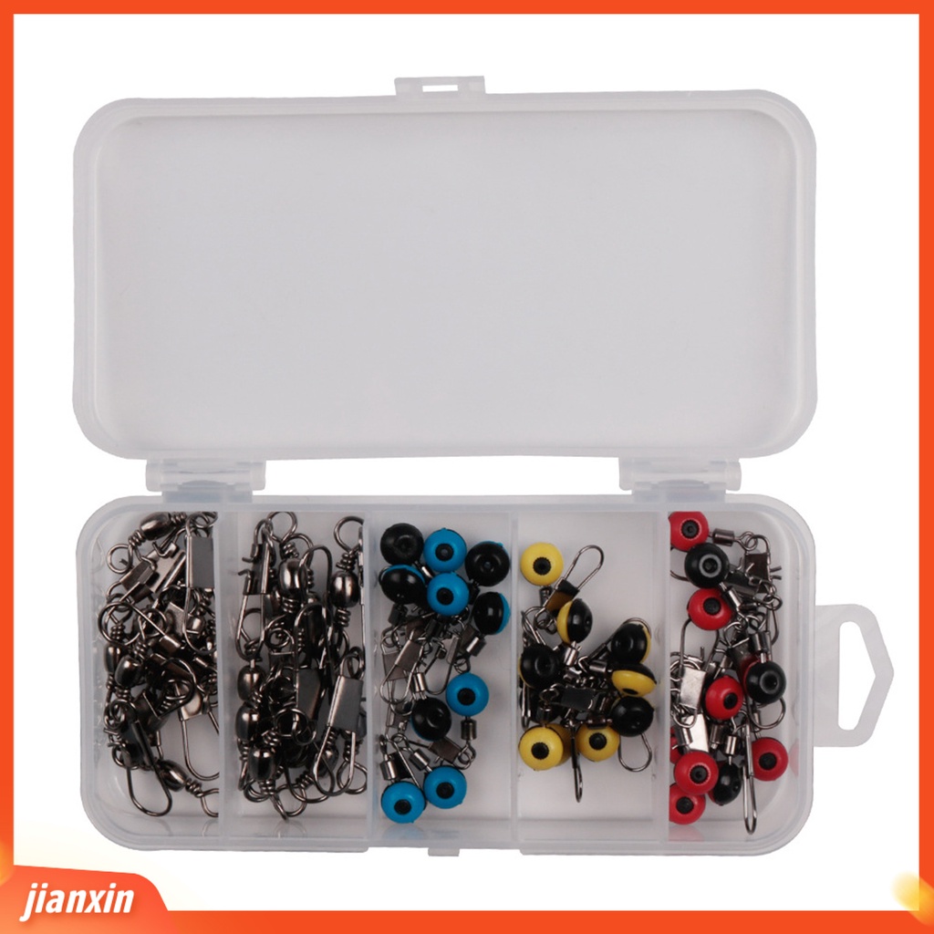 (In Stock) 50Pcs Snap Putar Konektor Pancing Garis Sinker Tackle Rolling Clip Dengan Kotak