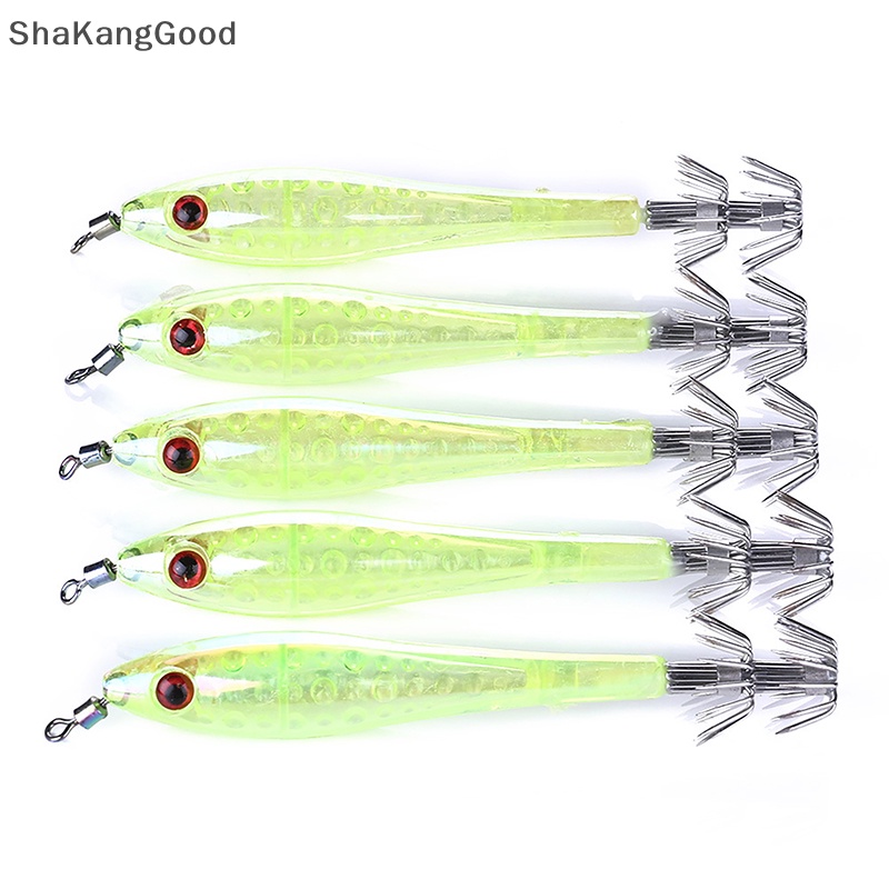 Skid 5pcs /set 9.5cm /6g Noctilucent Umpan Pancing Menangkap Umpan Keras Udang Udang Fishing Tackle Sea Fishing Squid Lures SKK