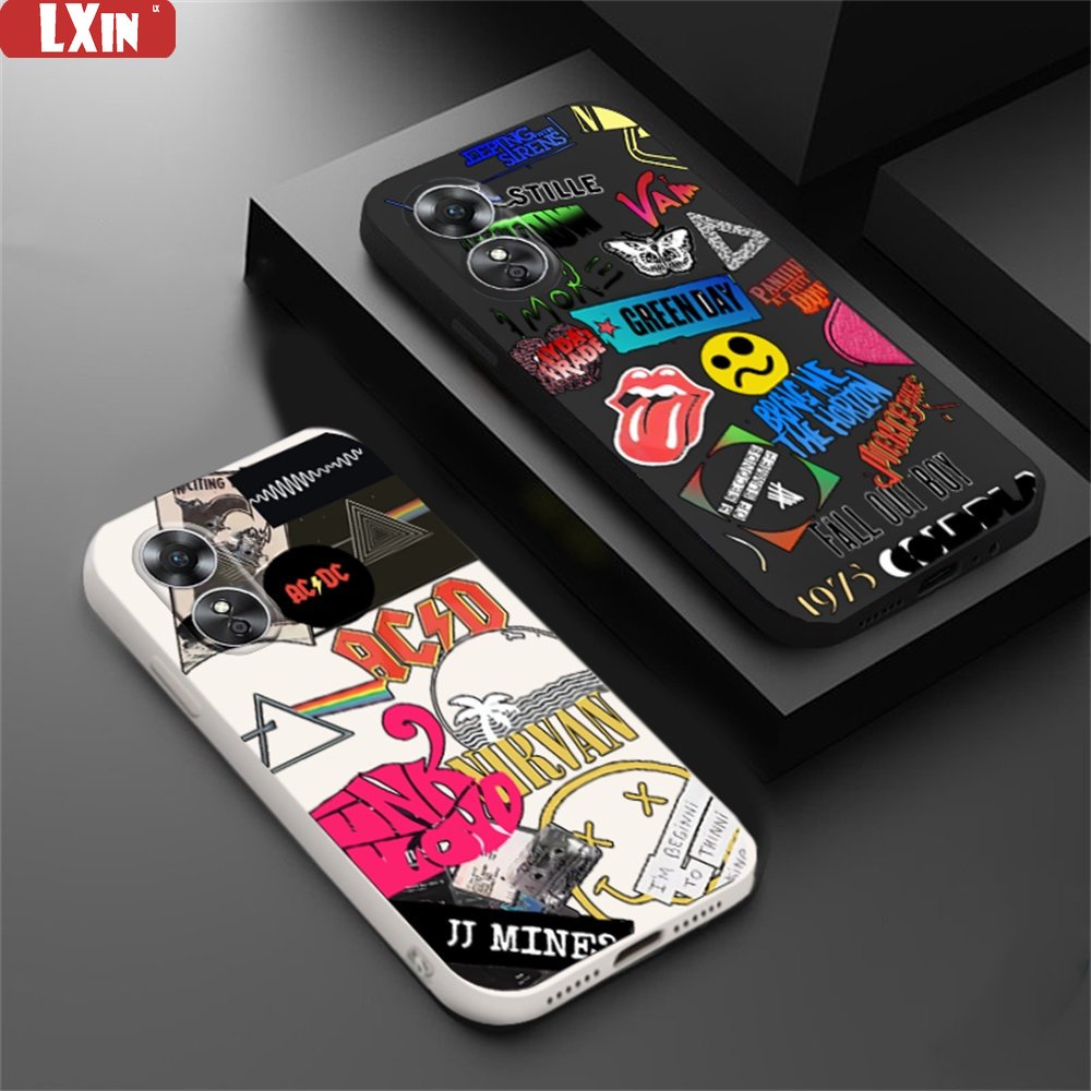 Oppo A17 A16 A15 A78 Reno 8T A57 2022 A16K A54 A53 A12 A5S A7 A3S A11k A52 A92 A94 A37 F9 5F A1K A31 A8 A55 C1 Fashion Color Blocking Tag Sarung Silikon Lembut