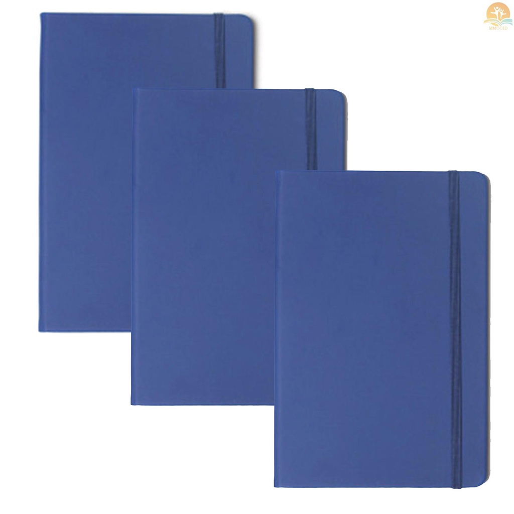 In Stock 3Pcs Leatherette A6 Jurnal Menulis Notebook Elastis Band Kertas Bergaris Perlengkapan Kantor Sekolah (Merah)