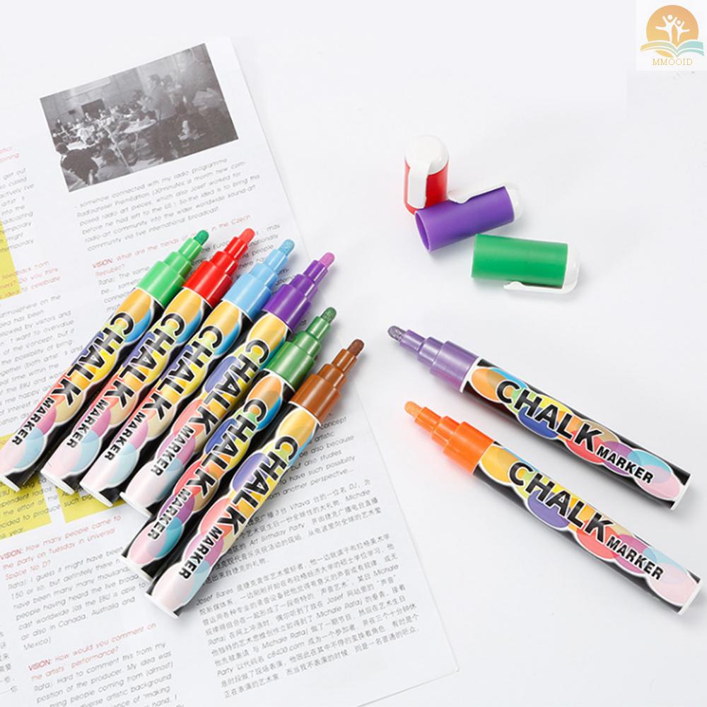 In Stock 10Pcs Penanda Kapur Cair 6mm Pen Tip Dihapus Untuk Kaca Papan Hitam Panel Neon Alat Tulis Perlengkapan Kantor