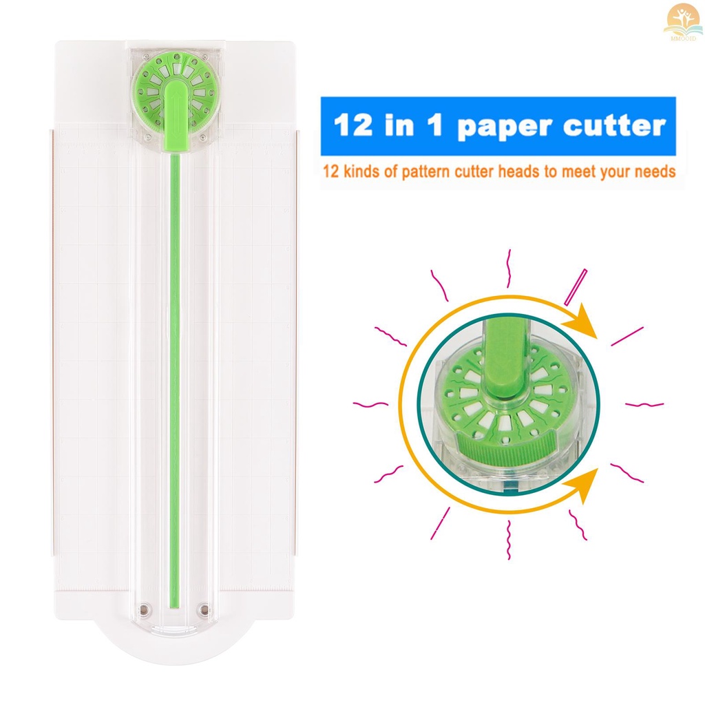 In Stock 12in1 Mini Paper Trimmer Rotary Cutter A4 Panjang Potong 12bentuk Berbeda Mesin Pemotong Kertas Desktop Dengan Penggaris Bantu Untuk Kerajinan Kertas Foto Kartu Scrapbooking Offi